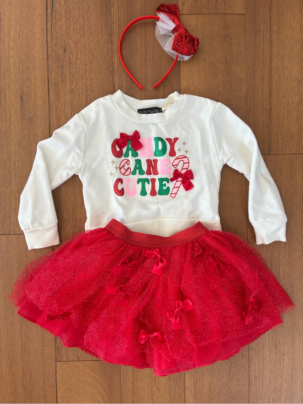 Kids Candy Cane Cutie Red & White Christmas Set
